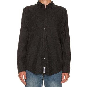 NWT Five Four Hakuba Charcoal Long Sleeve Flannel Button Down Collared Shirt